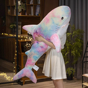 Giant Fuzzy Galaxy Shark Plushies-Enchanted peach