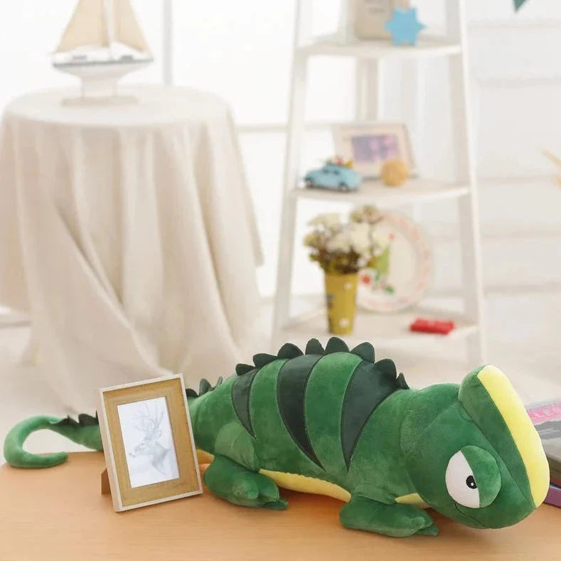 Giant Green Lizard Chameleon Plushie-Enchanted peach