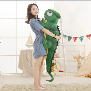 Giant Green Lizard Chameleon Plushie-Enchanted peach