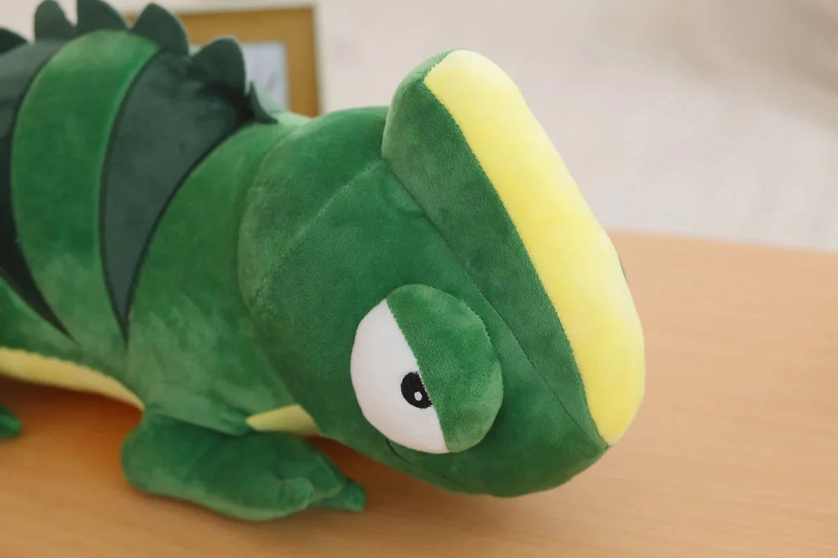 Giant Green Lizard Chameleon Plushie-Enchanted peach