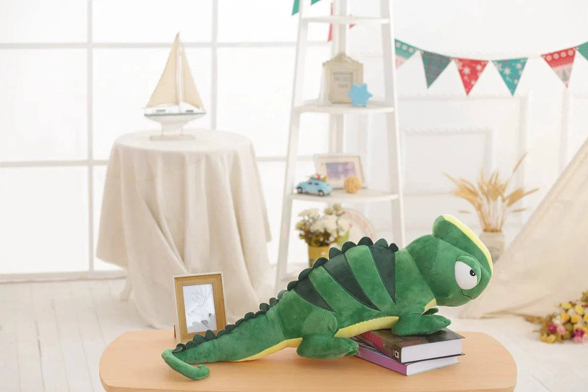 Giant Green Lizard Chameleon Plushie-Enchanted peach