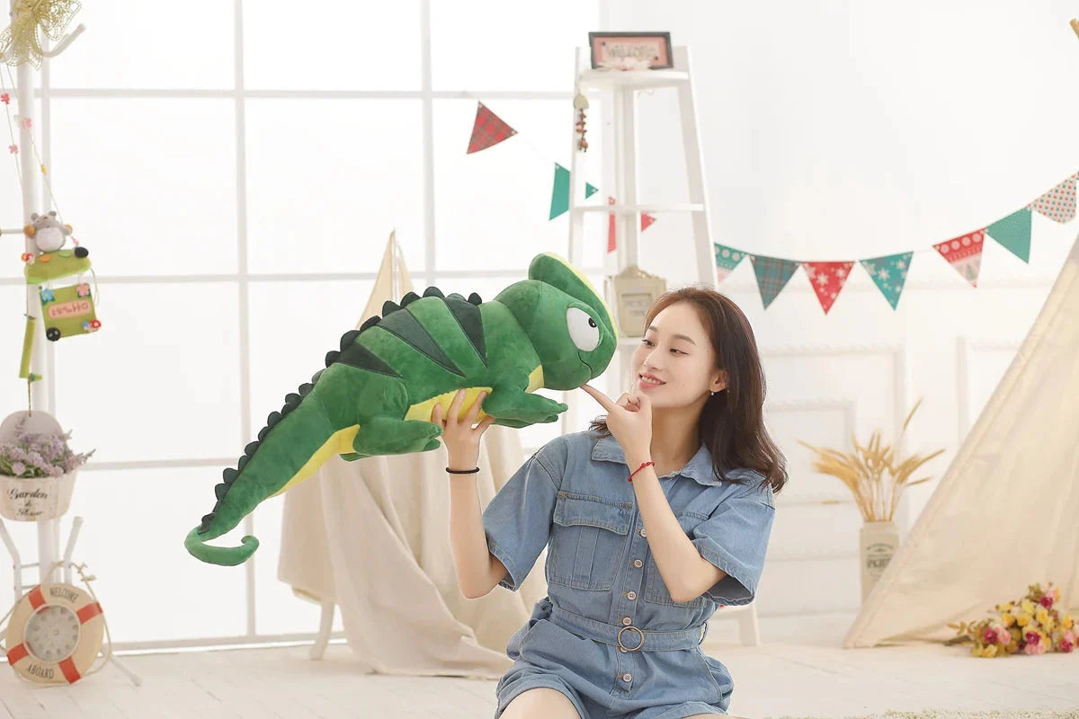 Giant Green Lizard Chameleon Plushie-Enchanted peach