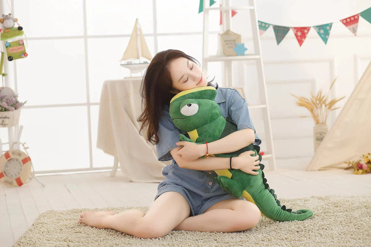 Giant Green Lizard Chameleon Plushie-Enchanted peach