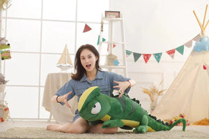 Giant Green Lizard Chameleon Plushie-Enchanted peach