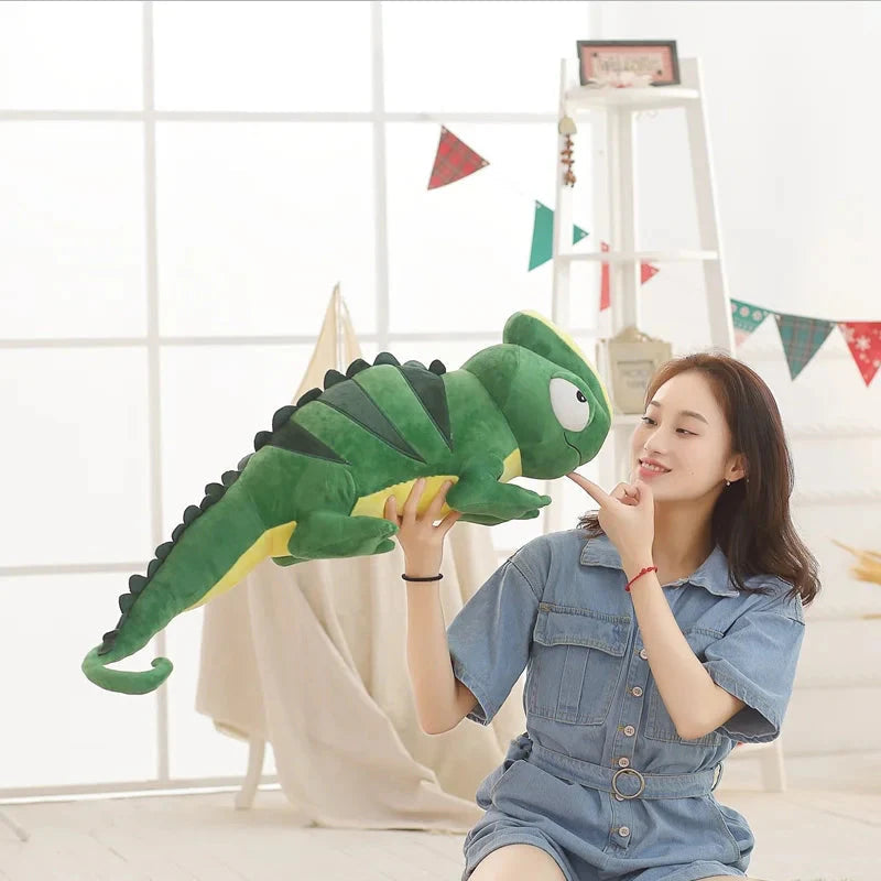 Giant Green Lizard Chameleon Plushie-Enchanted peach