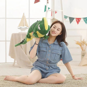 Giant Green Lizard Chameleon Plushie-Enchanted peach