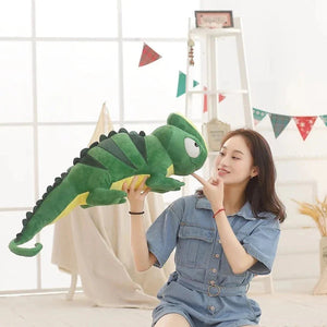 Giant Green Lizard Chameleon Plushie-Enchanted peach