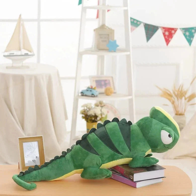 Giant Green Lizard Chameleon Plushie-Enchanted peach