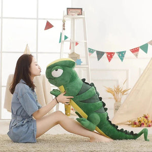 Giant Green Lizard Chameleon Plushie-Enchanted peach