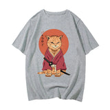 Ginger Samurai Cat Sun Unisex Tee-Enchanted peach