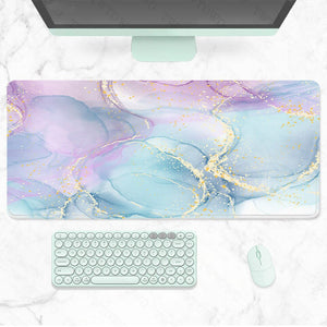 Glitter Rainbow Marble High Quality Large Mouse Pad-Enchanted peach