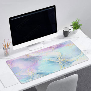 Glitter Rainbow Marble High Quality Large Mouse Pad-Enchanted peach