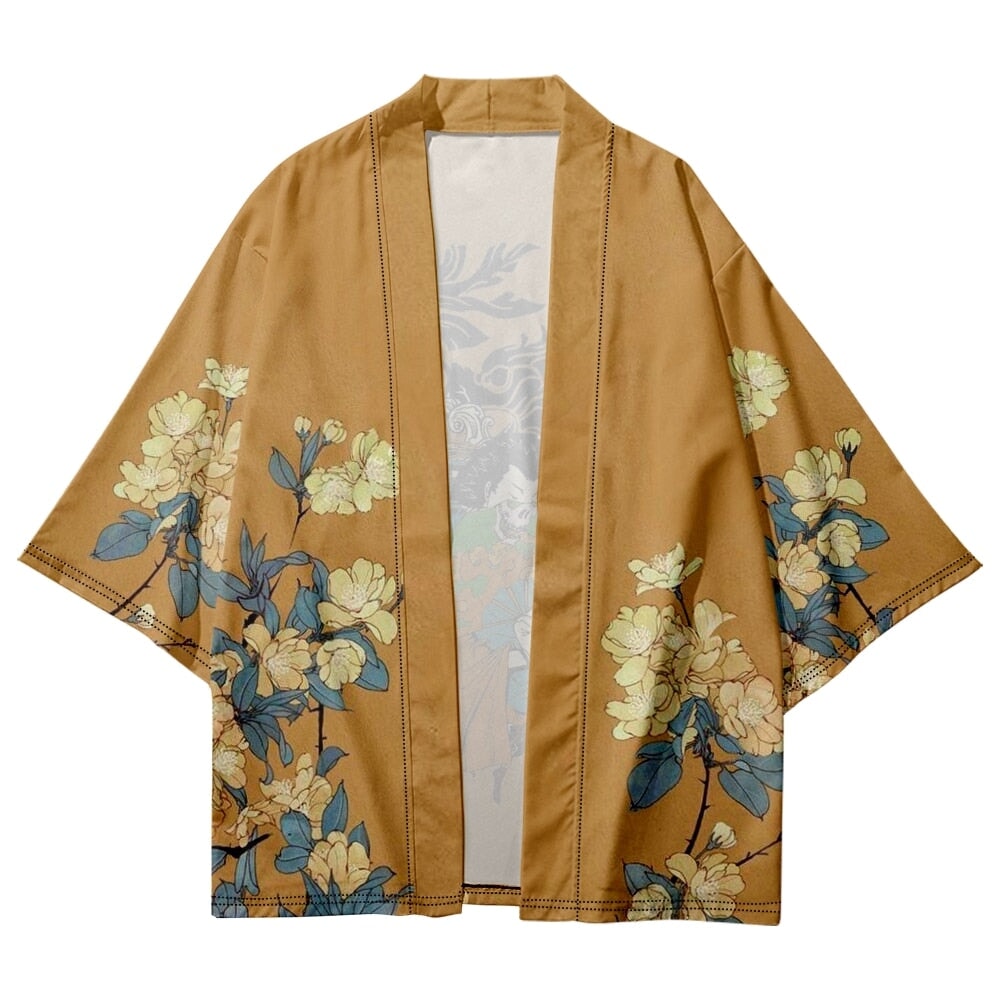 Golden Japanese Mystical Lady Kimono-Enchanted peach