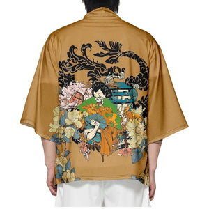 Golden Japanese Mystical Lady Kimono-Enchanted peach