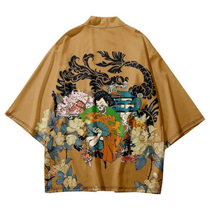 Golden Japanese Mystical Lady Kimono-Enchanted peach