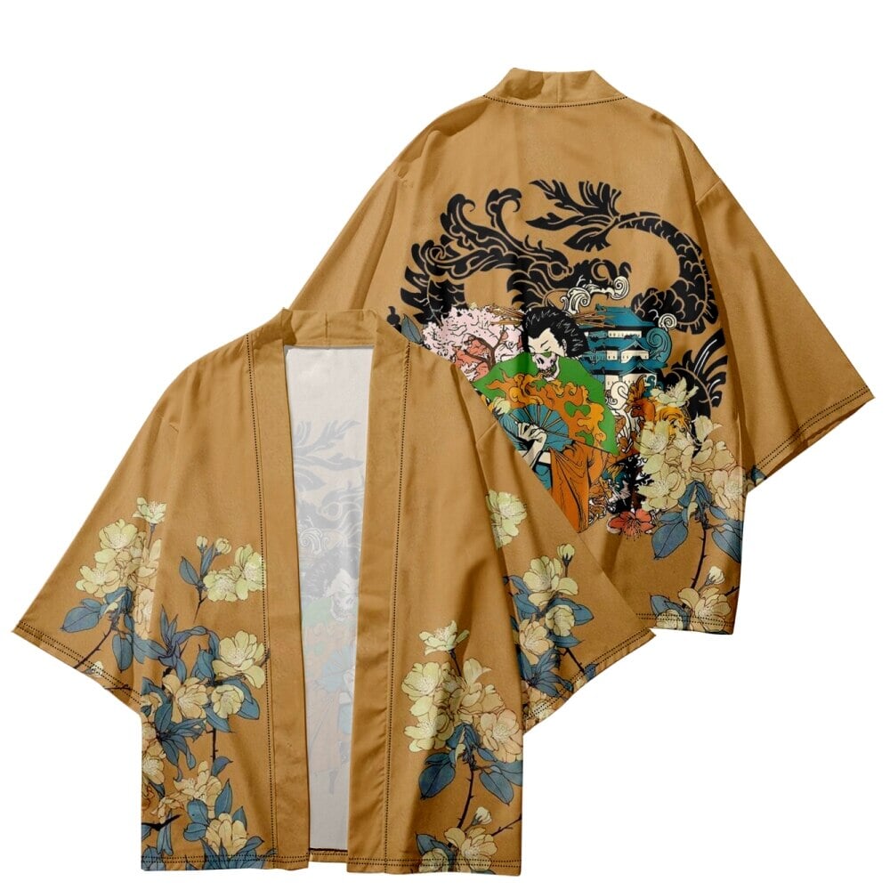 Golden Japanese Mystical Lady Kimono-Enchanted peach