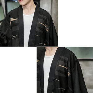 Golden Wild Autumn and Misty Torii Men Kimono-Enchanted peach