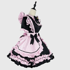 Gothic Black Pink Sweet Lolita Women's Maid Dress Bowknots-Enchanted peach