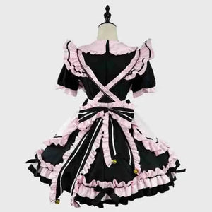 Gothic Black Pink Sweet Lolita Women's Maid Dress Bowknots-Enchanted peach