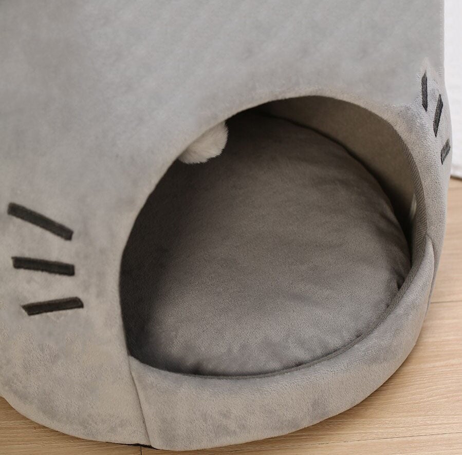 Gray Cat-themed Cat Dog Pet Round Cave House-Enchanted peach