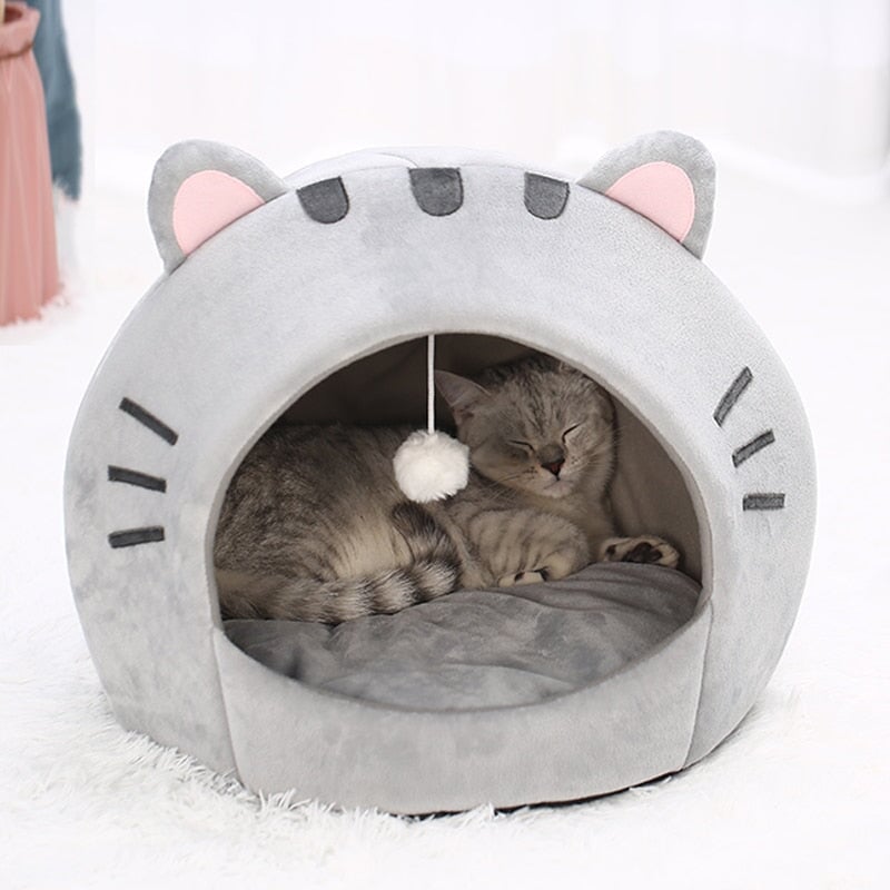 Gray Cat-themed Cat Dog Pet Round Cave House-Enchanted peach