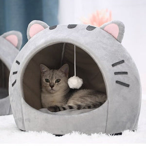 Gray Cat-themed Cat Dog Pet Round Cave House-Enchanted peach