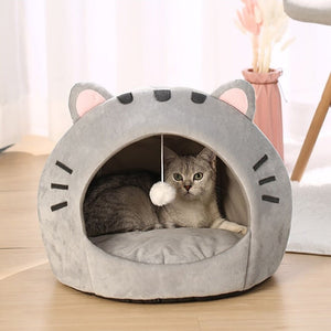 Gray Cat-themed Cat Dog Pet Round Cave House-Enchanted peach