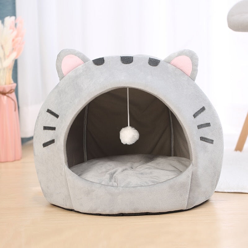 Gray Cat-themed Cat Dog Pet Round Cave House-Enchanted peach