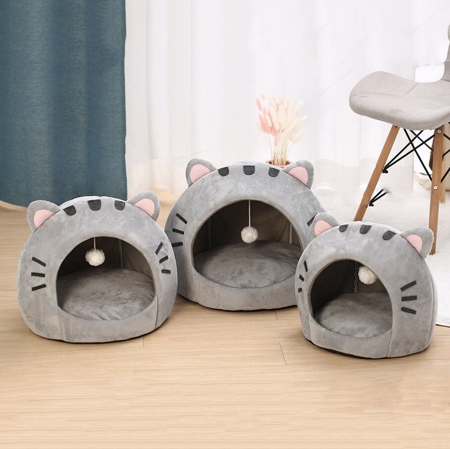 Gray Cat-themed Cat Dog Pet Round Cave House-Enchanted peach