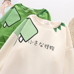 Green Dinosaur Long Sleeve Unisex Sweatshirts-Enchanted peach