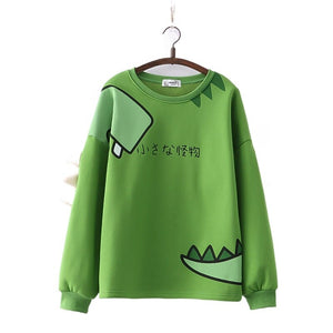 Green Dinosaur Long Sleeve Unisex Sweatshirts-Enchanted peach