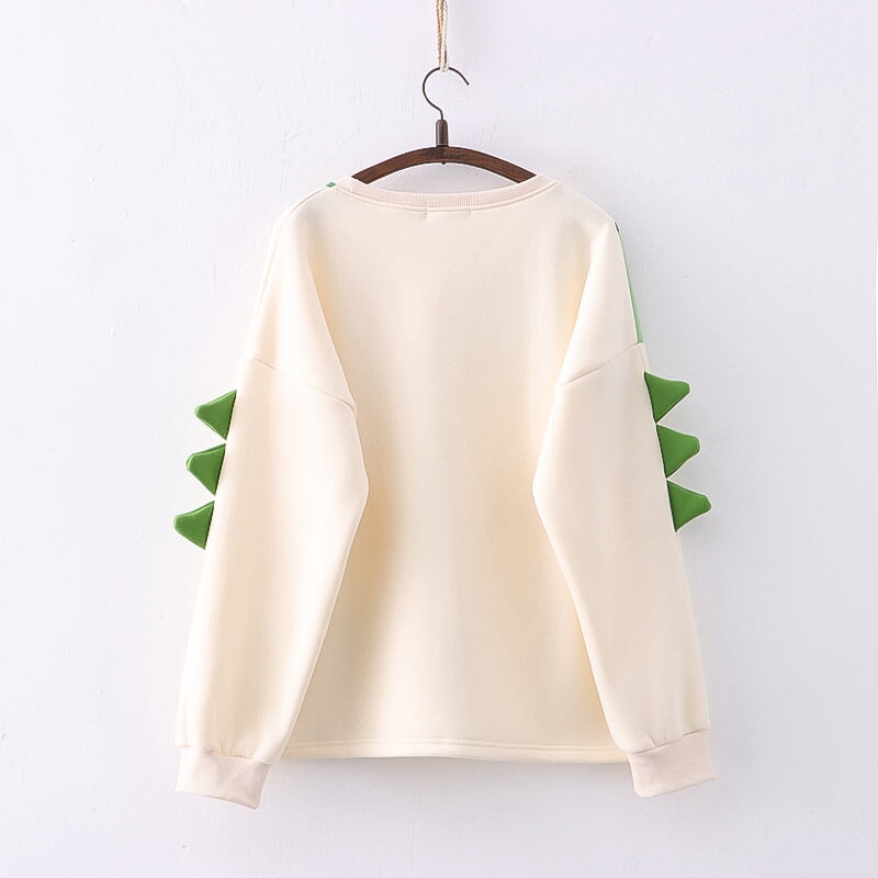 Green Dinosaur Long Sleeve Unisex Sweatshirts-Enchanted peach