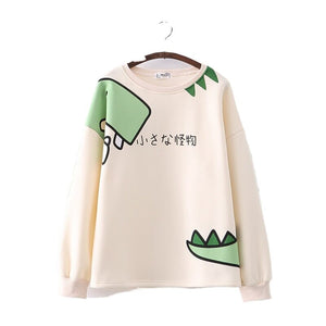 Green Dinosaur Long Sleeve Unisex Sweatshirts-Enchanted peach