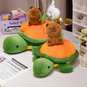 Green Orange Turtle Plush Backpack-Enchanted peach