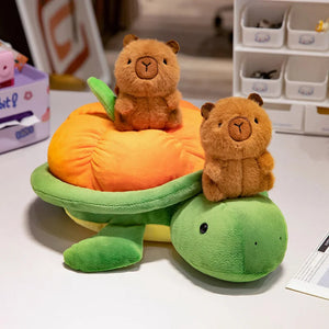 Green Orange Turtle Plush Backpack-Enchanted peach