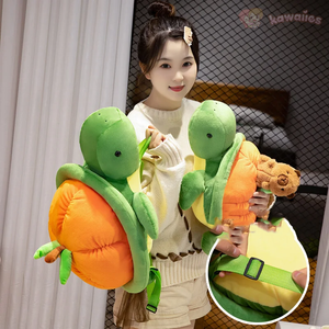 Green Orange Turtle Plush Backpack-Enchanted peach