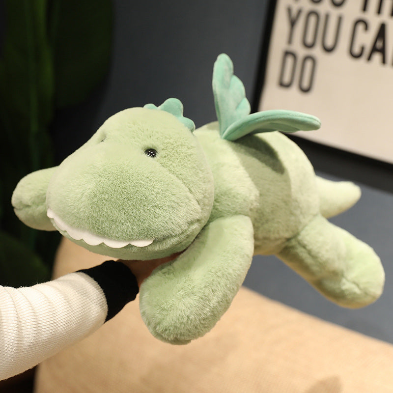 Hajiro the Goofy Green Dinosaur Plushie-Enchanted peach