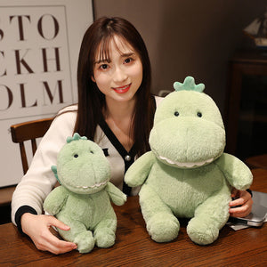 Hajiro the Goofy Green Dinosaur Plushie-Enchanted peach