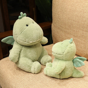 Hajiro the Goofy Green Dinosaur Plushie-Enchanted peach