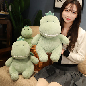 Hajiro the Goofy Green Dinosaur Plushie-Enchanted peach