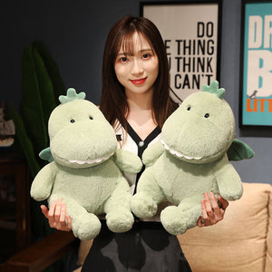 Hajiro the Goofy Green Dinosaur Plushie-Enchanted peach