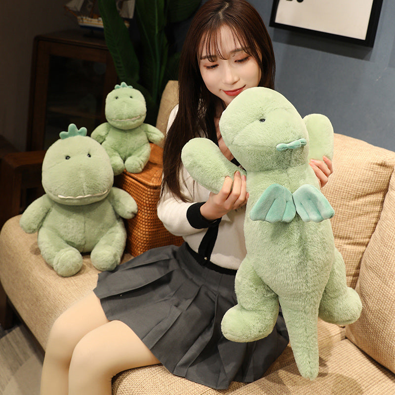 Hajiro the Goofy Green Dinosaur Plushie-Enchanted peach