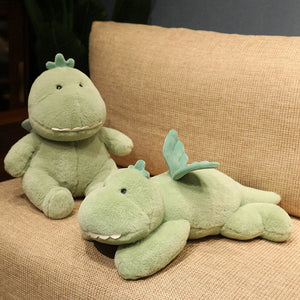 Hajiro the Goofy Green Dinosaur Plushie-Enchanted peach