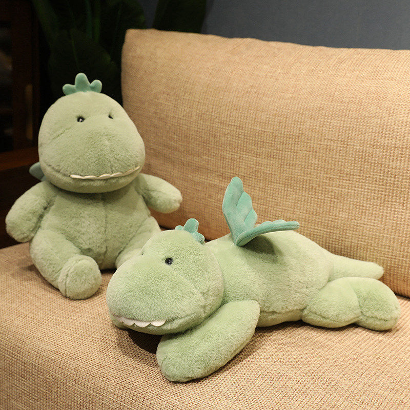 Hajiro the Goofy Green Dinosaur Plushie-Enchanted peach