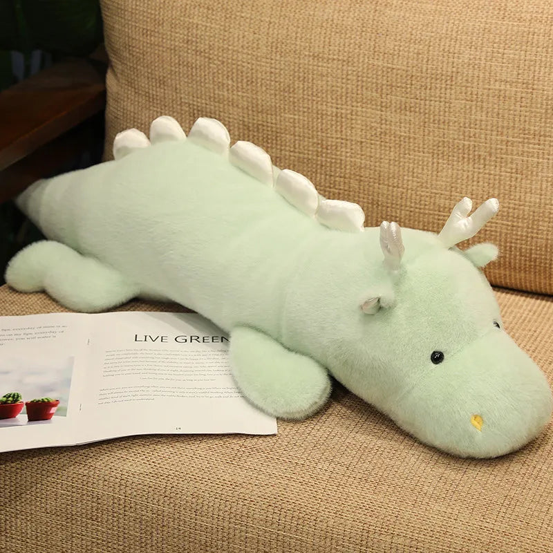 Haku the Long Fluffy Dragon Plushies-Enchanted peach