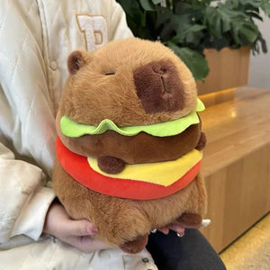 Hamburger Capybara Fluffy Plushie-Enchanted peach