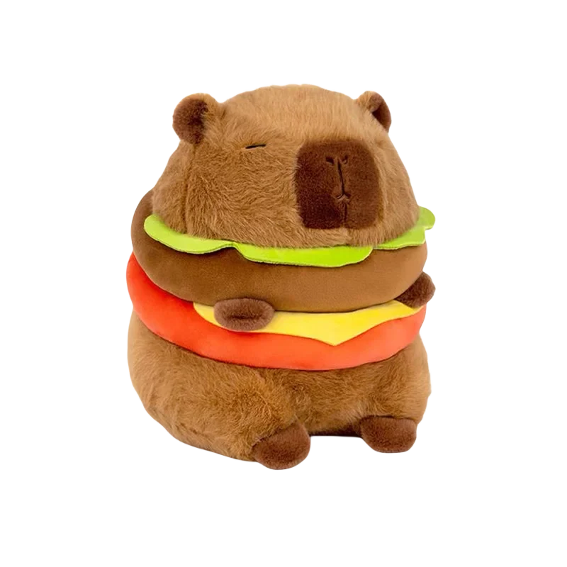 Hamburger Capybara Fluffy Plushie-Enchanted peach