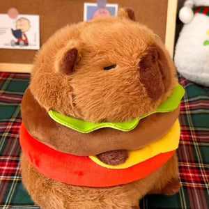 Hamburger Capybara Fluffy Plushie-Enchanted peach