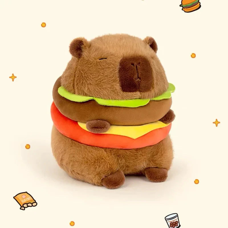 Hamburger Capybara Fluffy Plushie-Enchanted peach