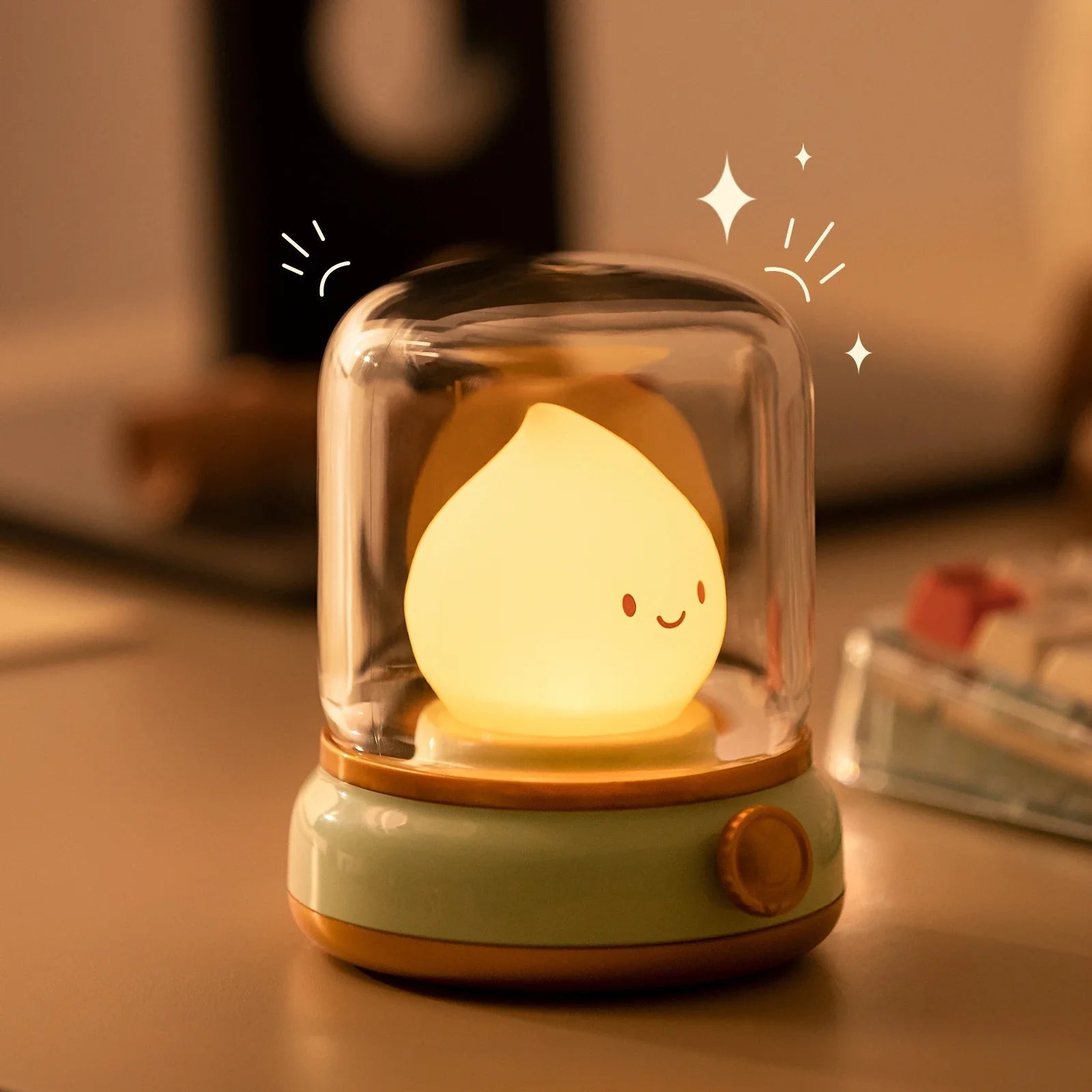 Happy Glowing Candle Flame LED Night Light-Enchanted peach